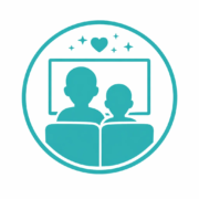 Family watching a personalised cartoon movie together